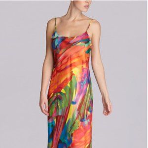 Natori Bengal Multicolor Wild Print Women's Large Spaghetti Strap Gown